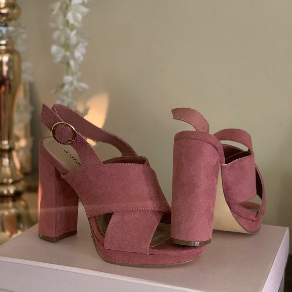 Pink mauve heeled sandals